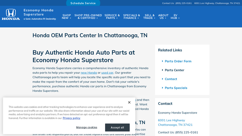 Honda OEM Parts Center In Chattanooga, TN pick your part chattanooga car parts