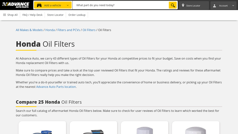 Honda Oil Filters honda parts oil filter