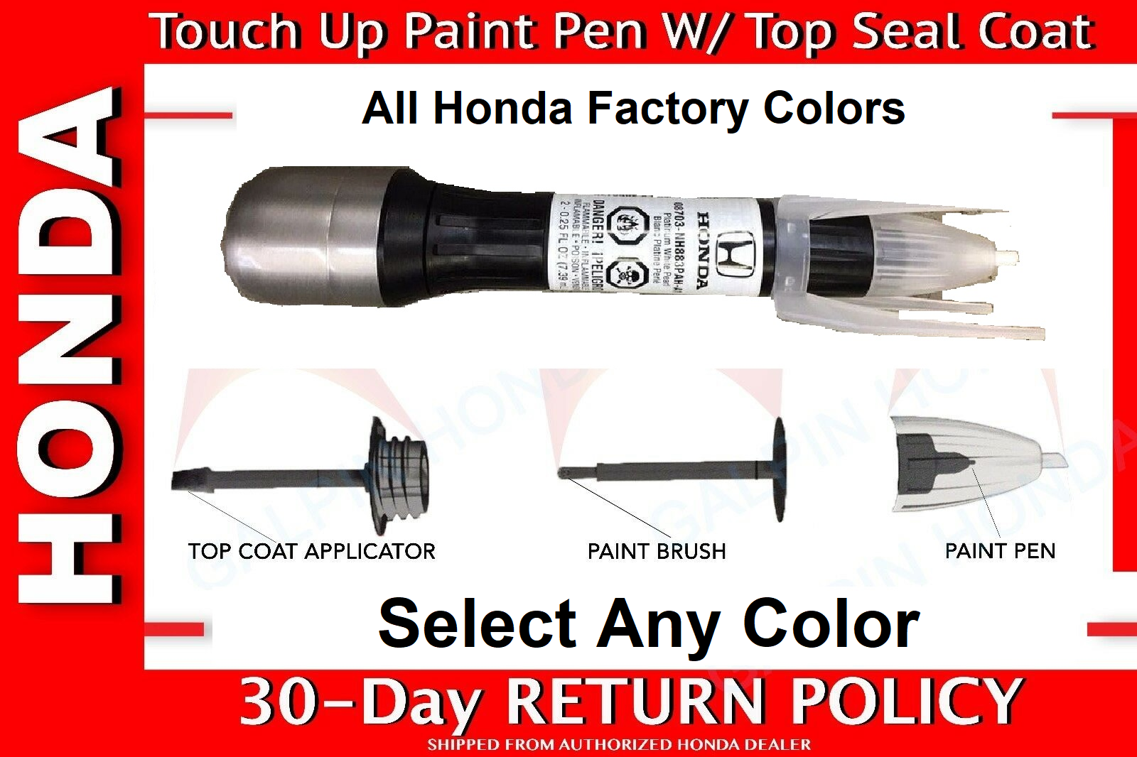 Honda Parts Touch Up Paint guide