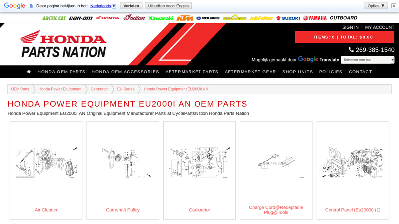Honda Power Equipment EU2000I AN OEM Parts honda inverter eu2000i parts