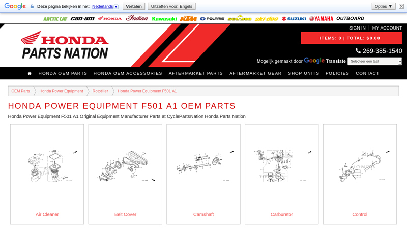 Honda Power Equipment F501 A1 OEM Parts honda cultivator parts