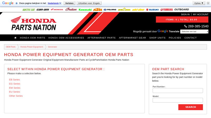 Honda Power Equipment Generator OEM Parts honda gen parts