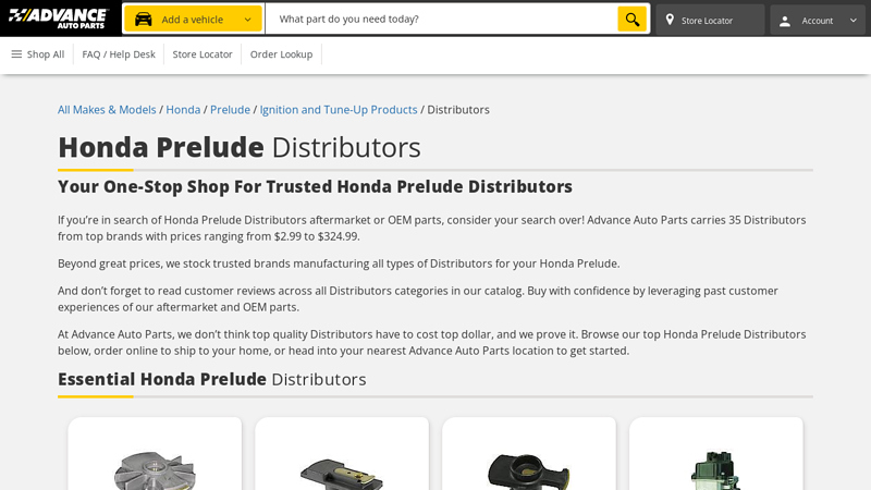 Honda Prelude Distributors car parts for honda prelude