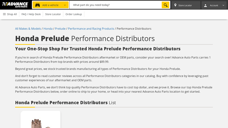 Honda Prelude Performance Distributors honda prelude part