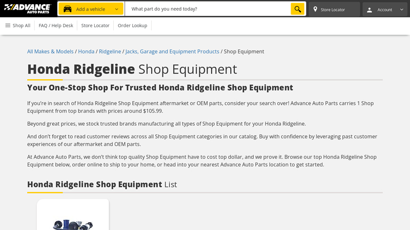 Honda Ridgeline Shop Equipment honda ridgeline aftermarket parts