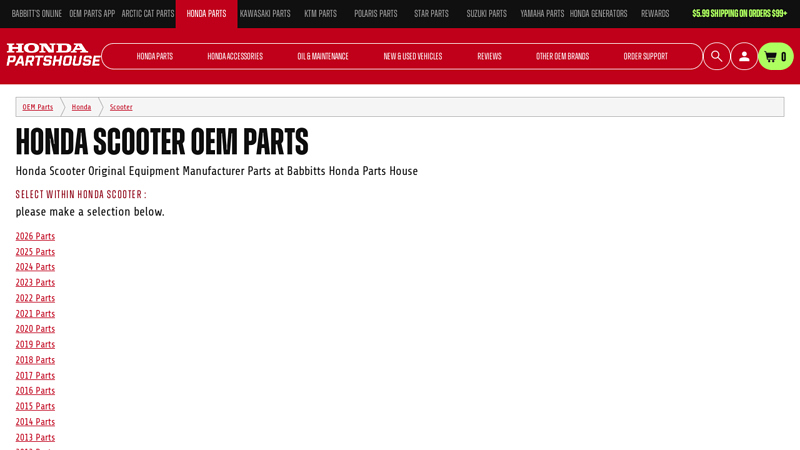 Honda Scooter OEM Parts honda scooter parts