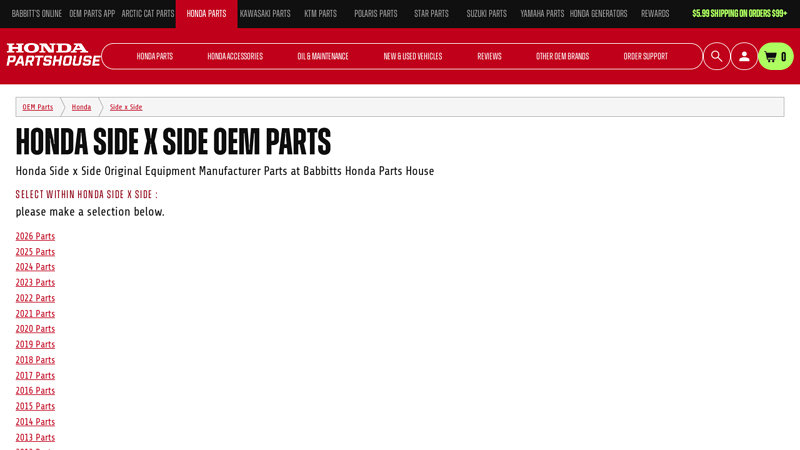 Honda Side x Side OEM Parts honda pioneer oem parts