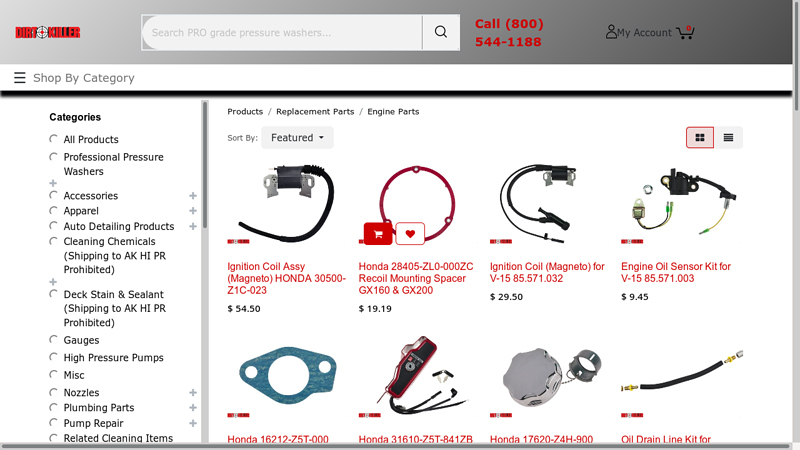 Honda small engine replacement parts honda pressure washer parts