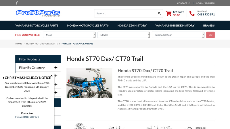 Honda ST70 Dax/ CT70 Trail honda ct 70 parts