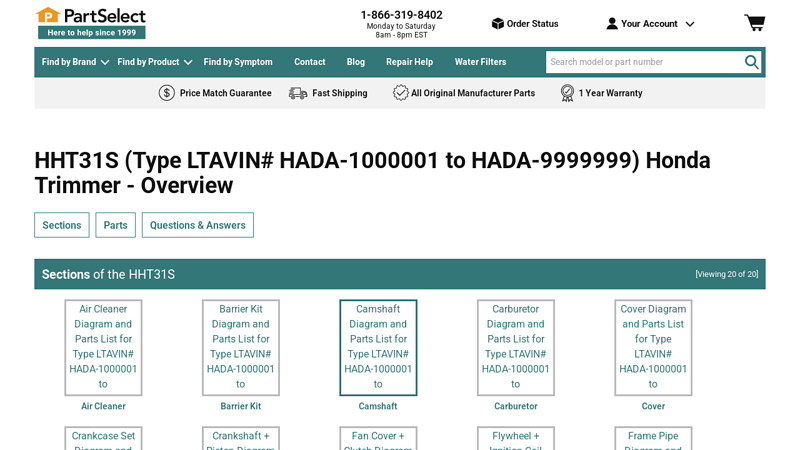 Honda Trimmer HHT31S honda trimmer parts lookup