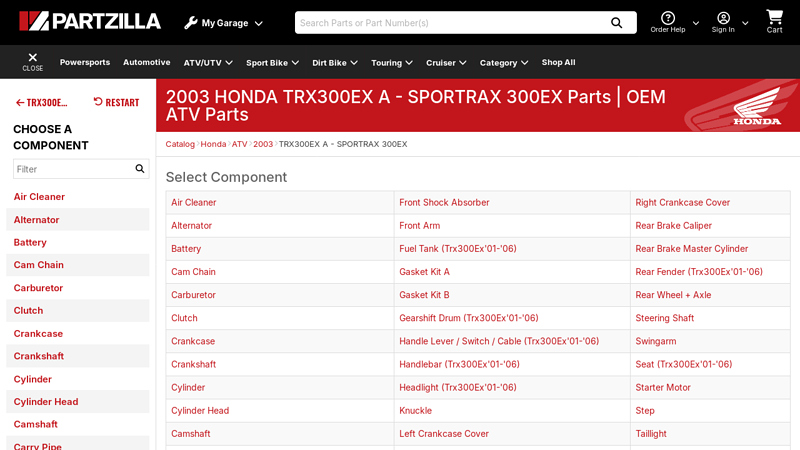 Honda TRX 300 SportTrax OEM Parts honda 300ex parts