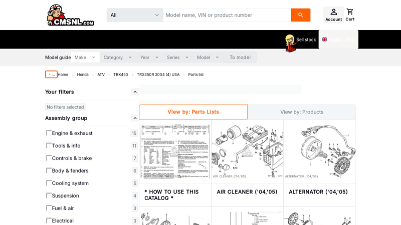 Honda TRX450R 2004 (4) USA parts lists and schematics honda trx450r parts