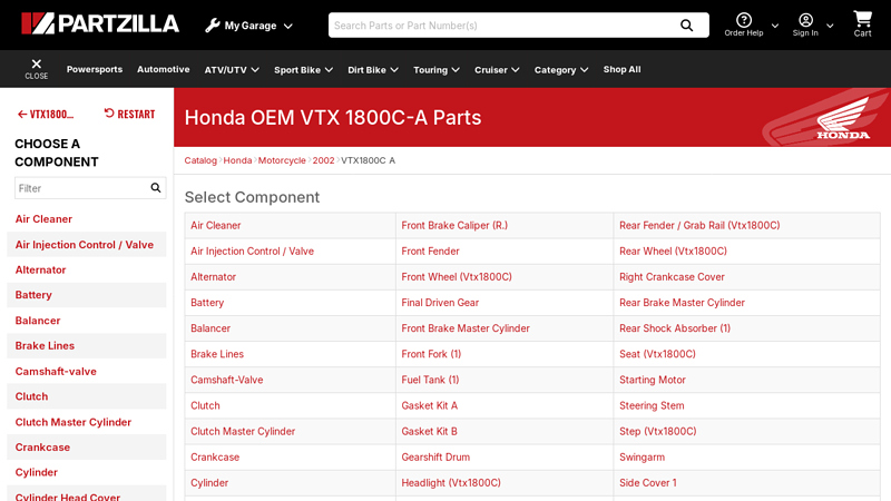 Honda VTX 1800 OEM Parts honda vtx 1800c parts