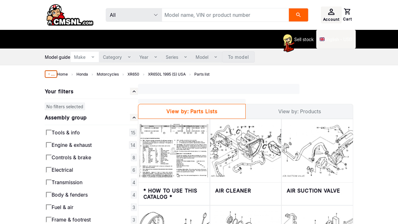 Honda XR650L 1995 (S) USA parts lists and schematics honda xr650l parts