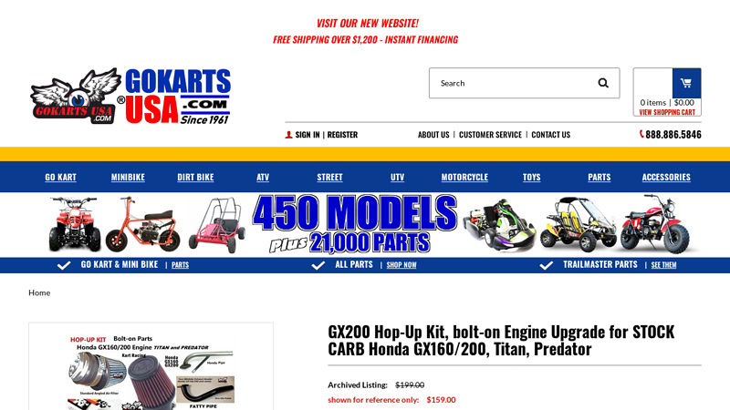 Hop honda gx160 performance parts