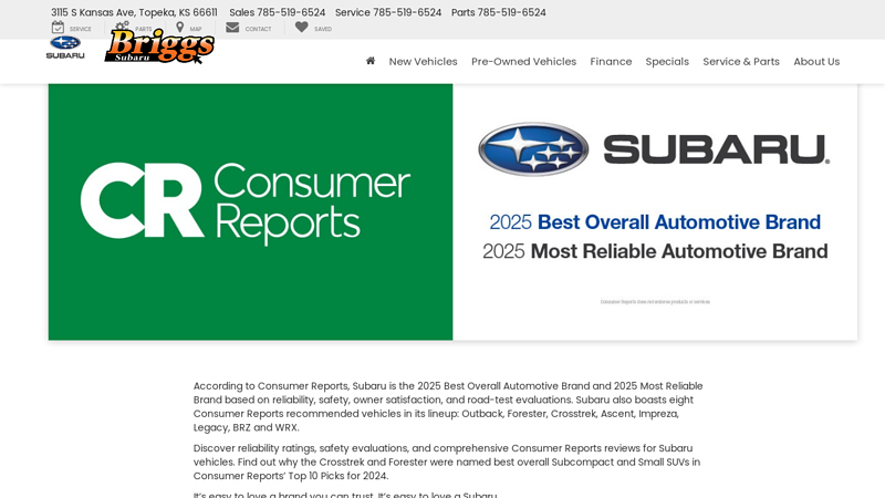 How Consumer Reports Rates Subaru car parts topeka ks