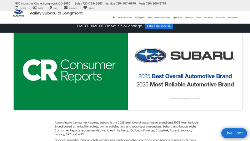 How Consumer Reports Rates Subaru auto parts longmont