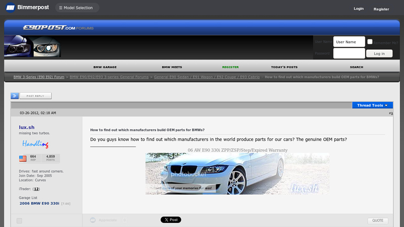 How to find out which manufacturers build OEM parts for BMWs? bmw car parts