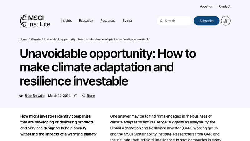 How to make climate adaptation and resilience investable tna auto parts
