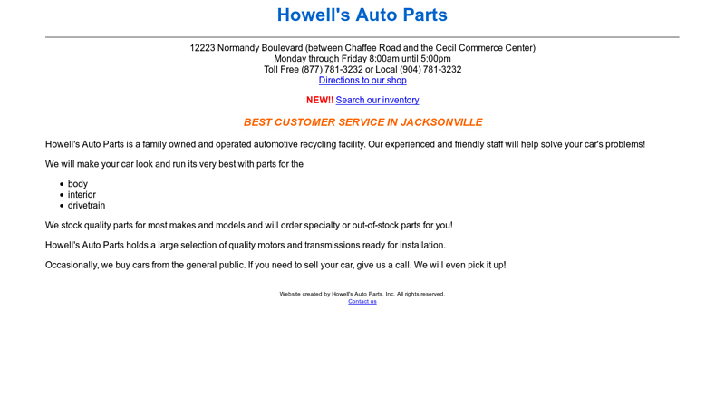 Howell's Auto Parts used car parts jacksonville fl