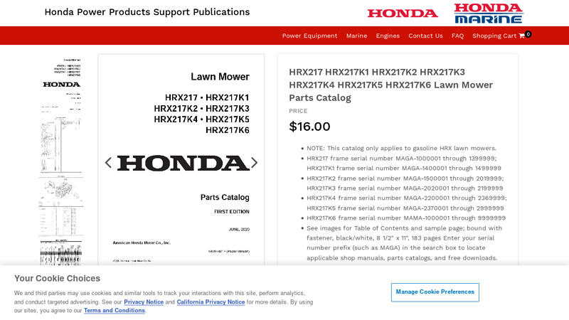 HRX217 Lawn Mower Parts Catalog honda hrx 217 parts
