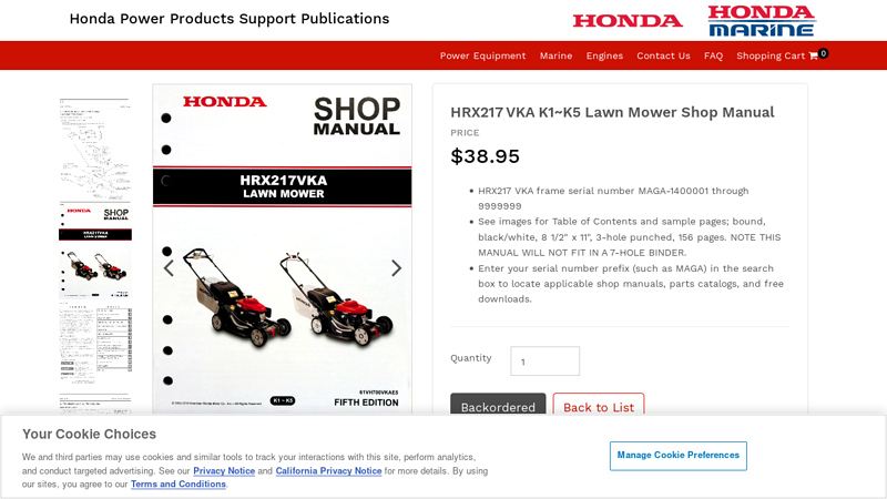 HRX217 VKA K1~K5 Lawn Mower Shop Manual honda hrx217 parts manual pdf