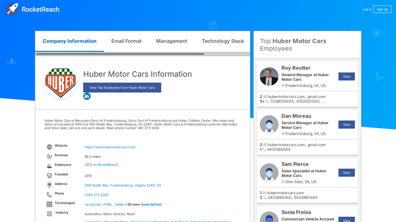 Huber Motor Cars Information hubers auto parts