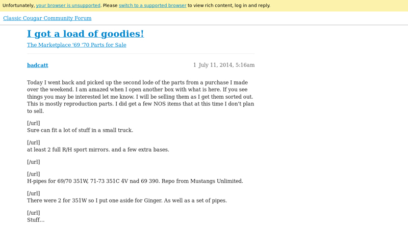 I got a load of goodies! mercury cougar car parts