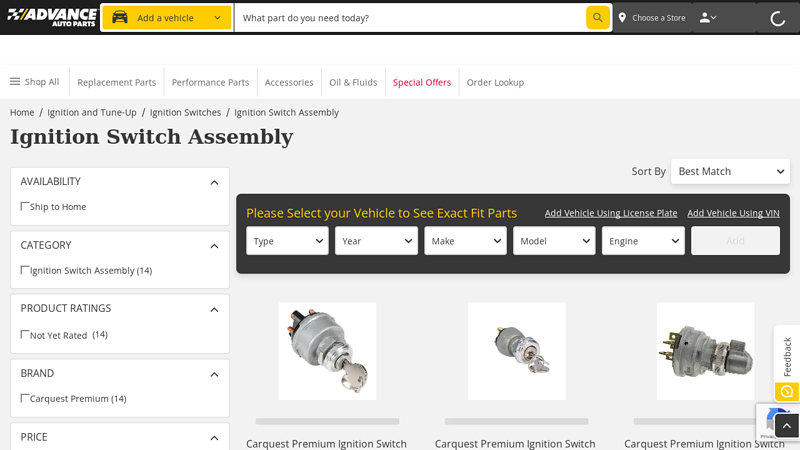Ignition Switch Assembly advance auto parts amarillo tx
