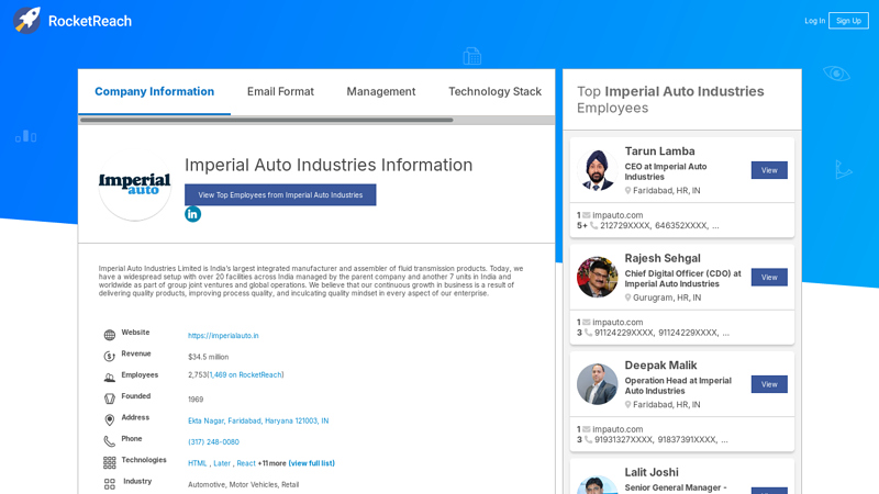 Imperial Auto Industries Information imperial auto parts