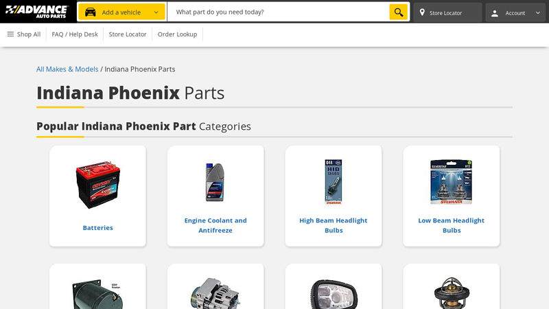 Indiana Phoenix Parts Catalog advance auto parts phoenix