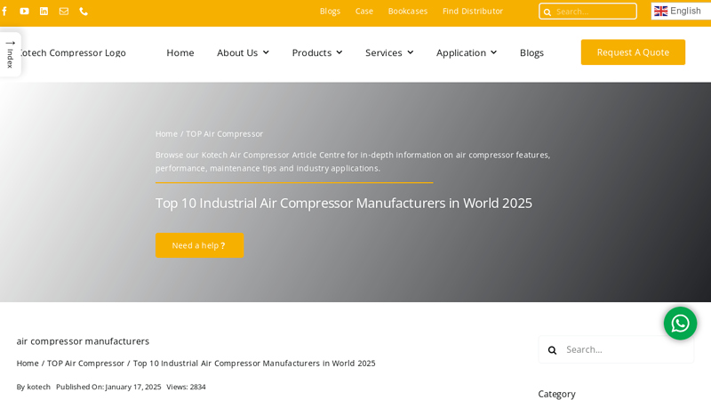 Industrial Air Compressor Manufacturers In World 2025 car air pump compressor parts