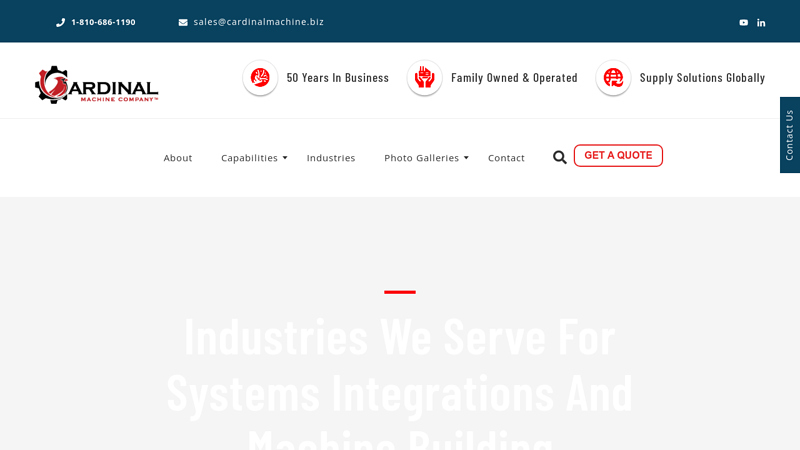 Industries Served with Systems Integrations & Machine Building cardinal auto parts