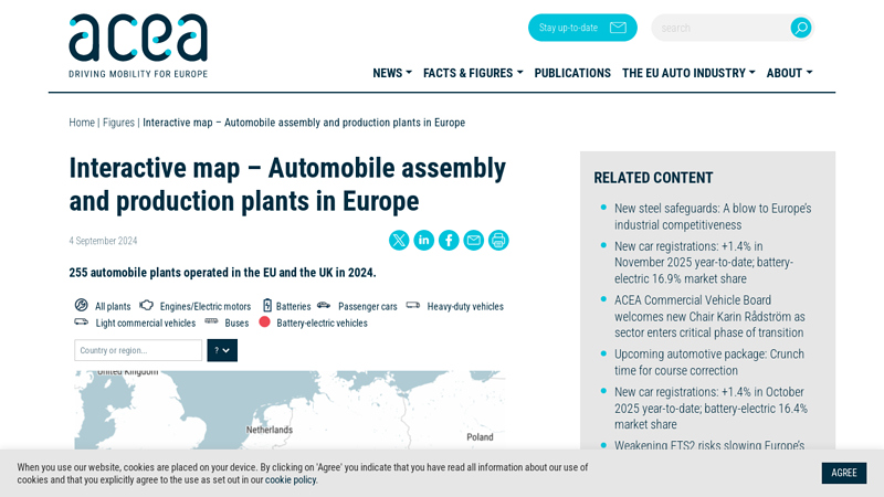 Interactive map auto parts european cars