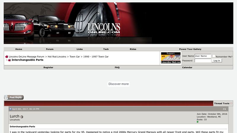 Interchangeable Parts lincoln town car for parts