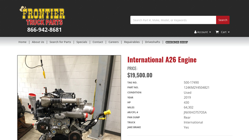 International A26 Engine frontier truck parts michigan