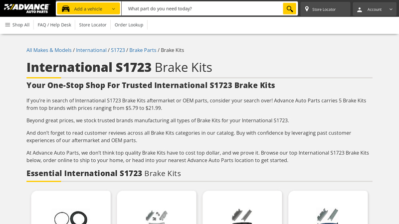 International S1723 Brake Kits advance auto parts olathe