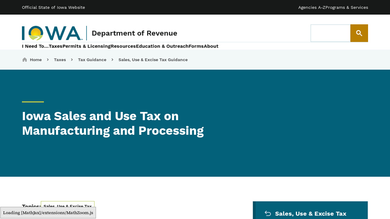 Iowa Sales and Use Tax on Manufacturing and Processing ready to start auto parts reviews