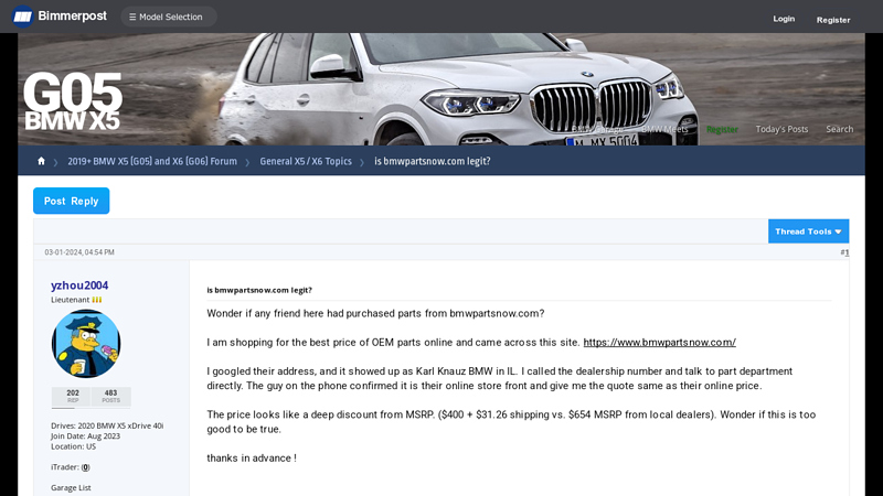 is bmwpartsnow.com legit? car parts discount code