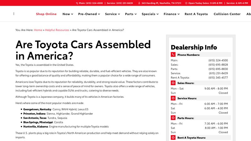 Is the Toyota Made in America? List of Vehicles Right Here toyota vehicle parts