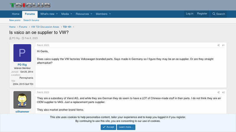 Is vaico an oe supplier to VW? vw jetta auto parts