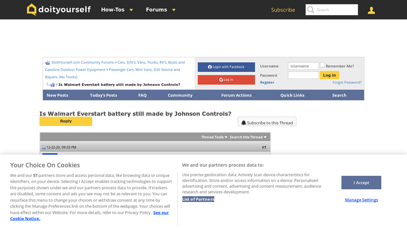 Is Walmart Everstart battery still made by Johnson Controls? walmart auto parts