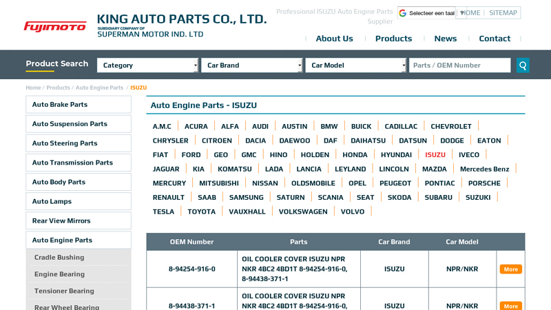 ISUZU Auto Engine Parts Supplier isuzu trooper car parts
