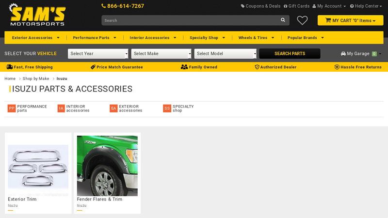 Isuzu replacement parts and auto accessories Sams Motorsports isuzu trooper car parts