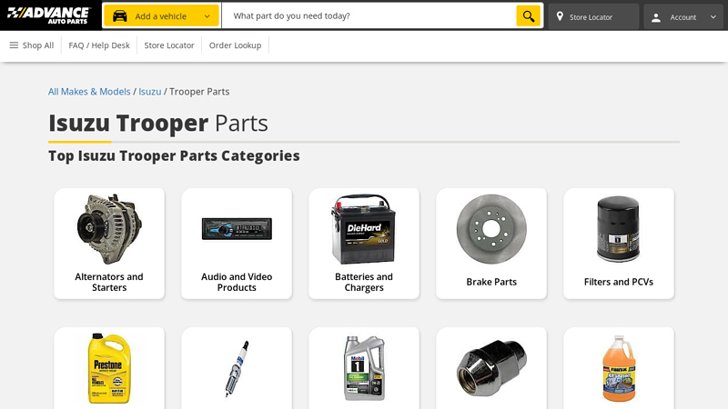 Isuzu Trooper Parts isuzu trooper auto parts