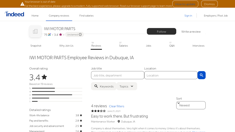 IWI MOTOR PARTS Employee Reviews in Dubuque, IA iwi motor parts