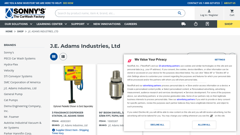 J.E. Adams Industries, Ltd Products adams auto parts