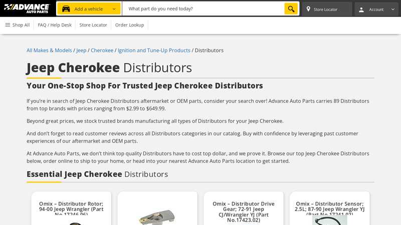 Jeep Cherokee Distributors jeep cherokee auto parts