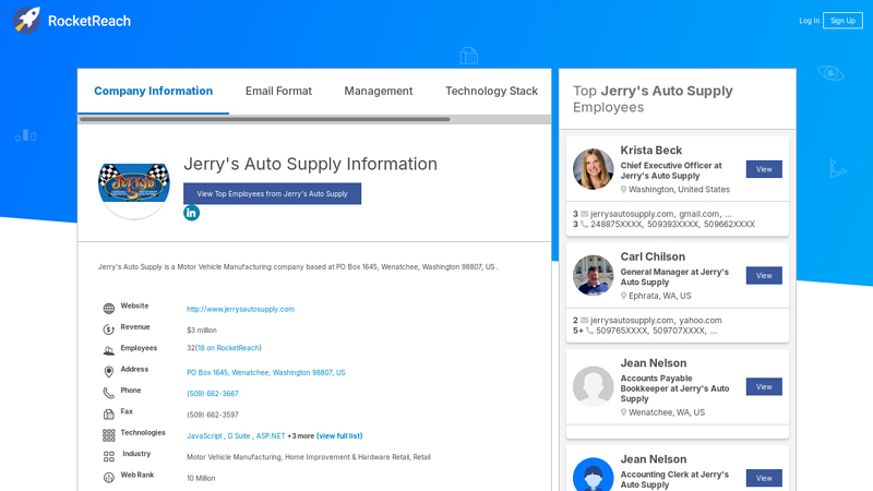 Jerry's Auto Supply Information auto parts wenatchee