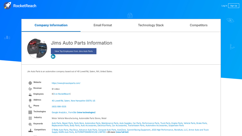 Jims Auto Parts Information auto parts salem nh